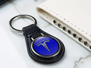 Tesla Custom Leather Keyring Durable Modern Tuning Edge